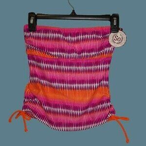 NWT SO XS Tankini Strapless Swimsuit Bathing Suit Separates TOP ONLY Pink Orange